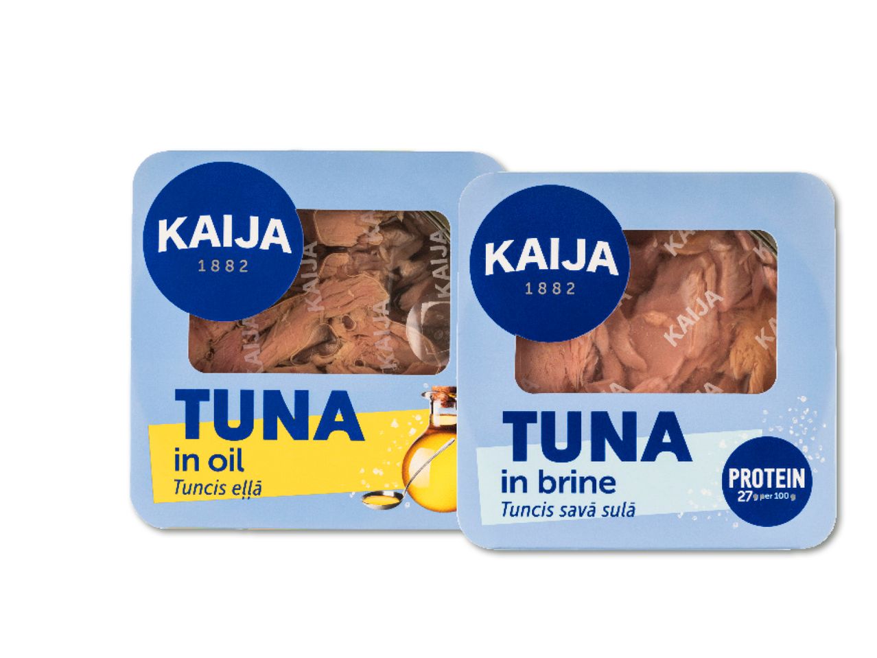 Divas Kaija tunča kārbiņas – eļļā un savā sulā.