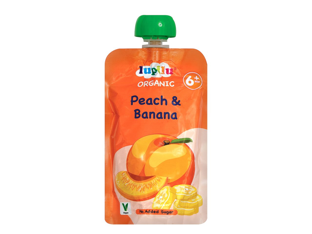 Go to full screen view: Lupilu Organic Baby Fruit Pouches Stage 1 Peach and Banana - Image 1