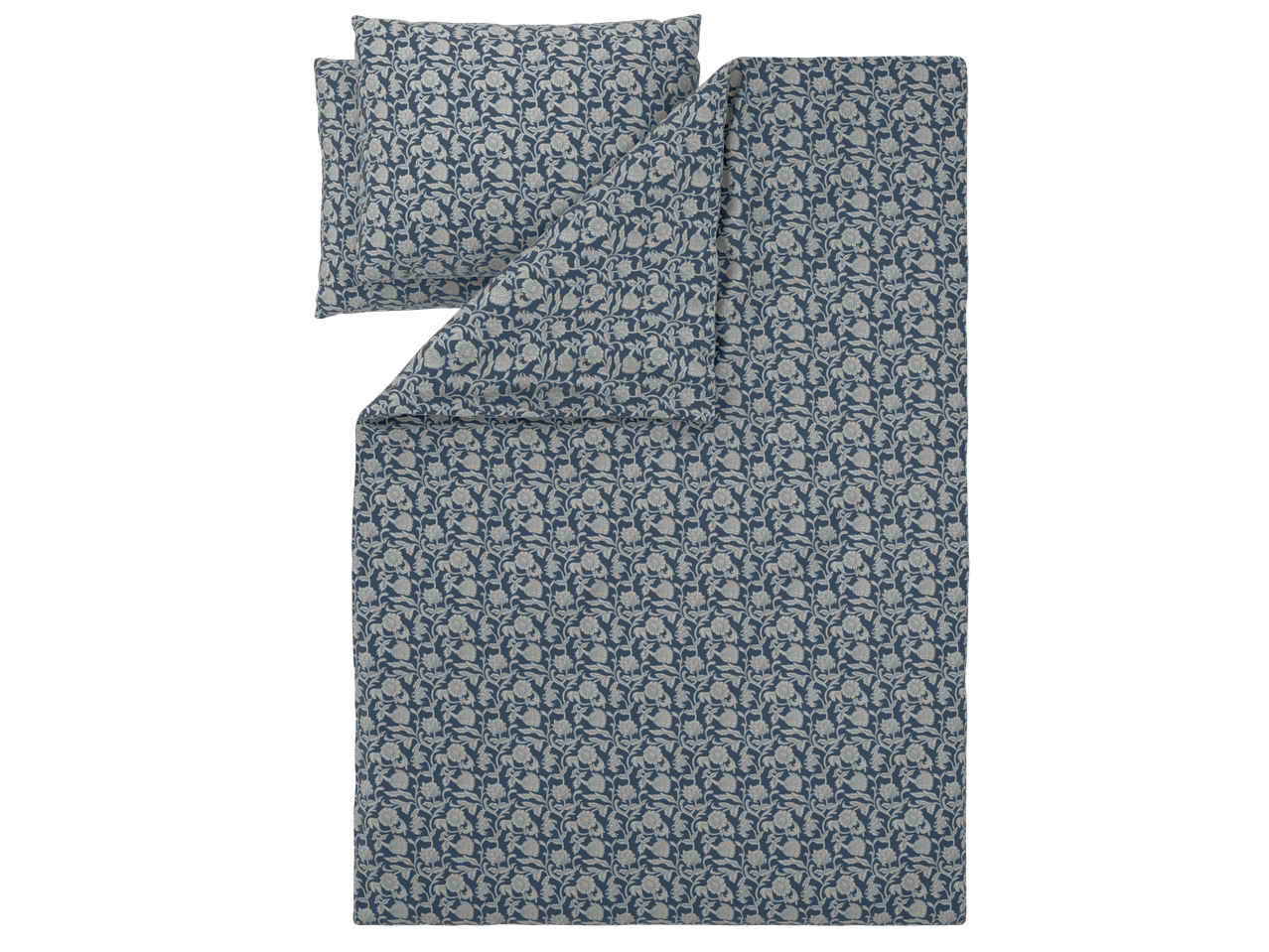 LIVARNO home Renforcé Duvet Cover Set with a blue and white floral pattern.