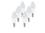 Seis lâmpadas LED em forma de vela.