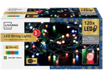 LIVARNO home 120x LED coloured string lights with 6-hour timer for indoor and outdoor use.