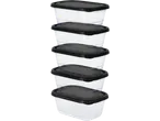 Stack of SILVERCREST® Food Storage Containers with black lids.