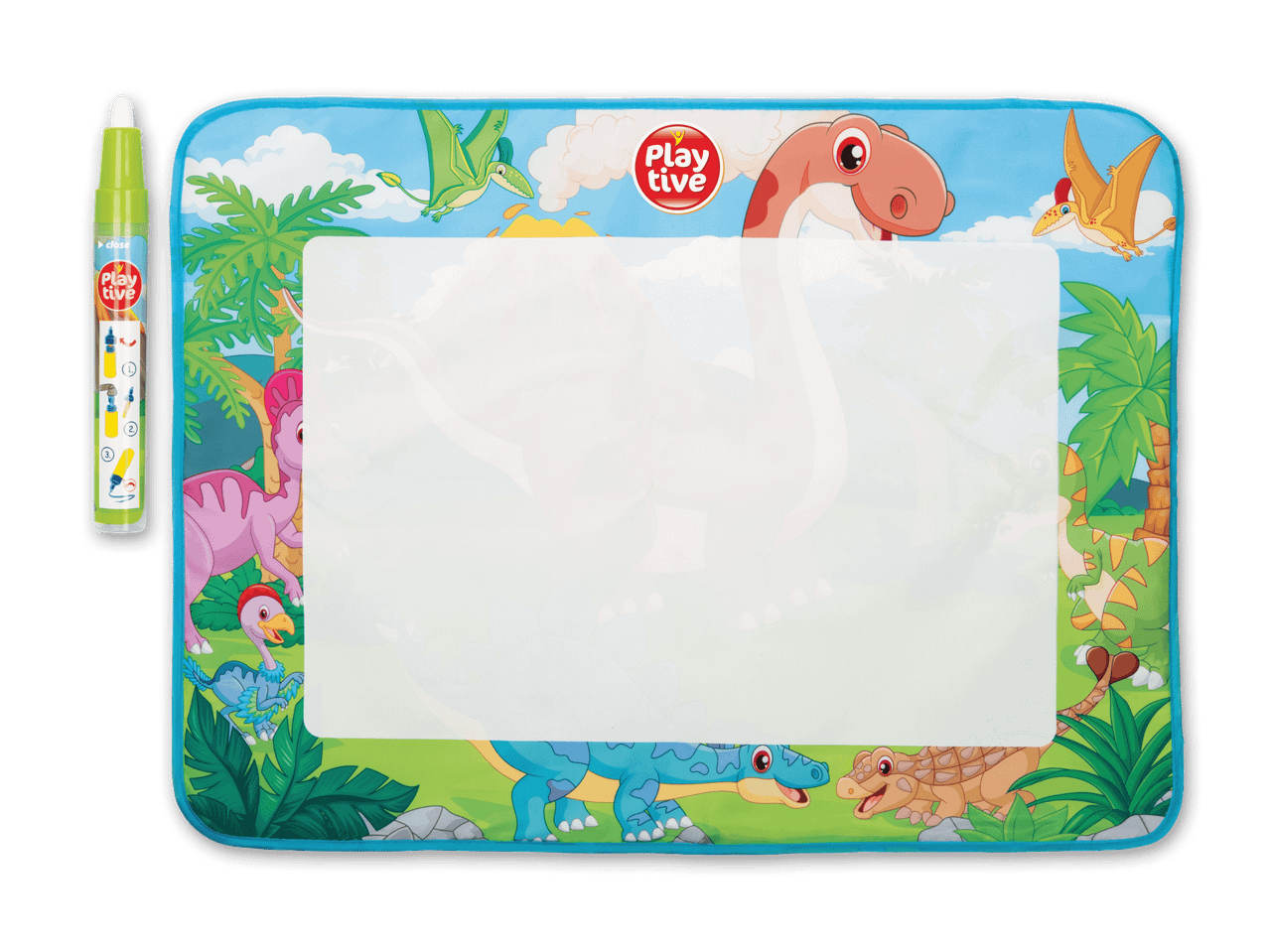 Dino-Wassermalunterlage mit Stift.