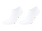 Two white no-show socks with subtle grey detailing on the heel, isolated on a white background.