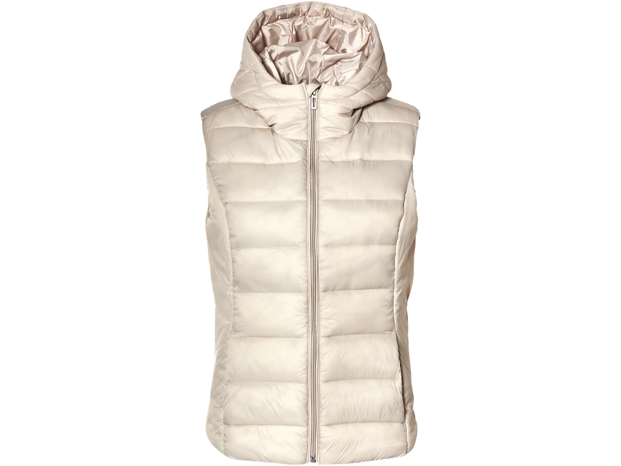 Esmara Steppweste: Smėlio spalvos dygsniuota liemenė su gobtuvu ir užtrauktuku