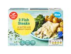 Ocean Sea: 2 fish steaks in butter and parsley sauce.