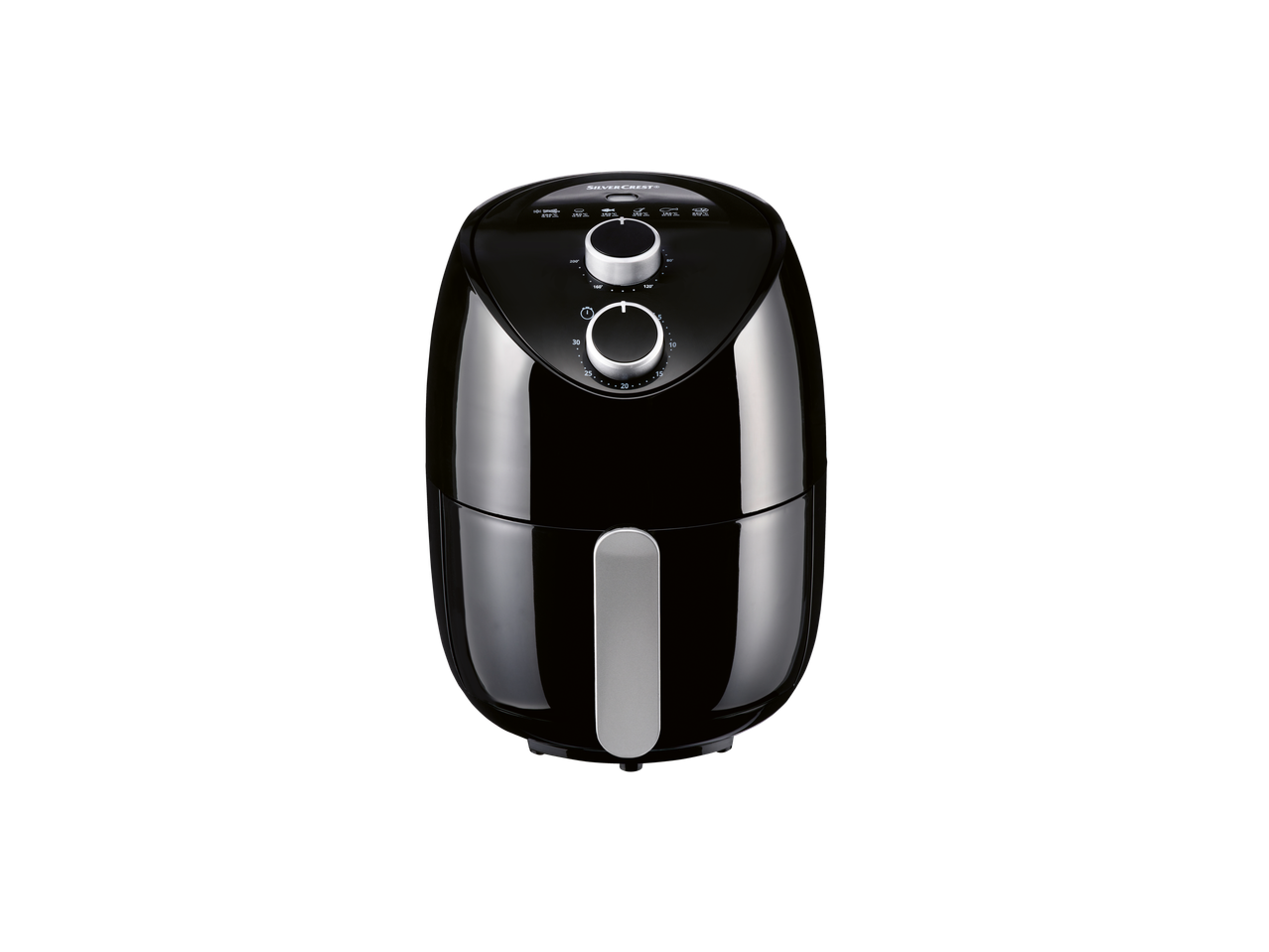 SILVERCREST® KITCHEN TOOLS 1000W Hot Air Fryer, black with silver accents