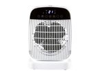 White ceramic fan heater with digital display and touch controls