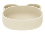 Cream-colored silicone bowl with bear ears design for babies or toddlers.