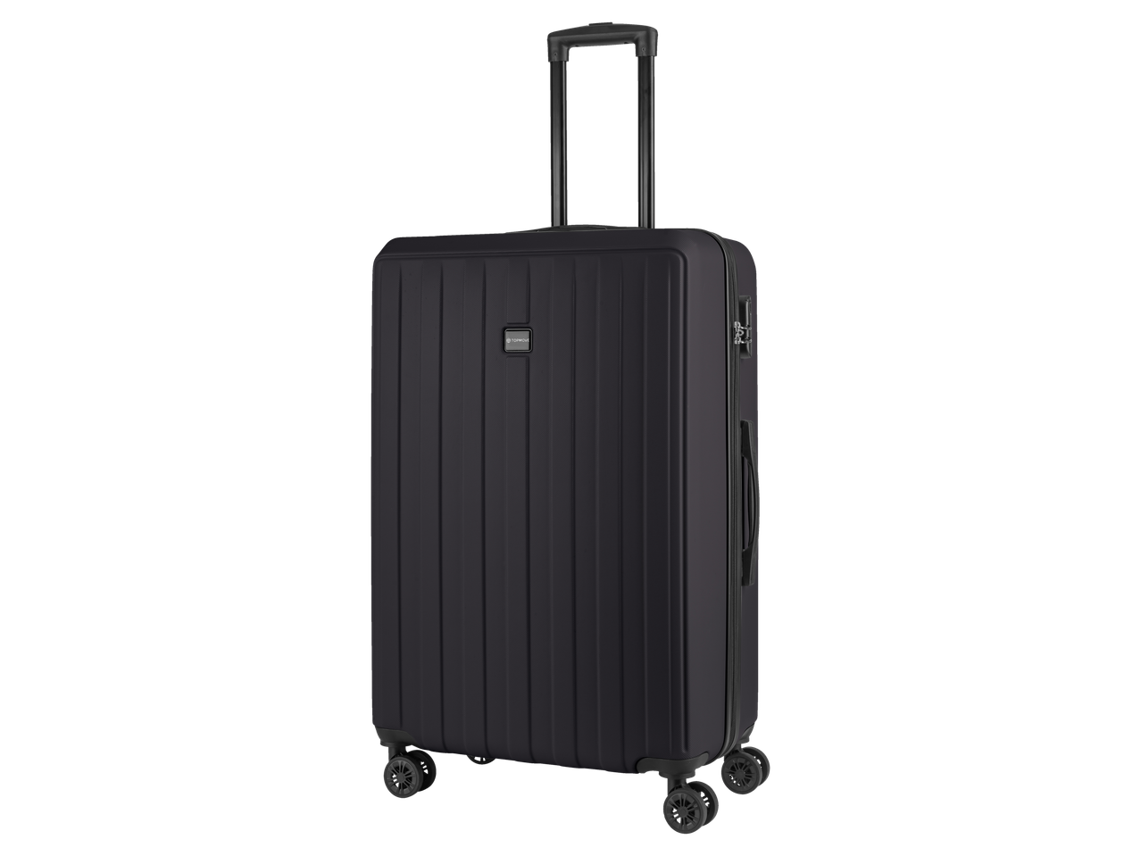 Valise Tormove noire à roulettes.