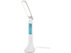Lampă de birou LED LIVARNO HOME cu afișaj digital care arată ora, data și temperatura.