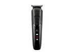 Black and grey electric hair trimmer with power, battery, charging, and lock indicators