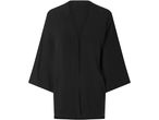 A black kimono-style cardigan with three-quarter sleeves.