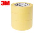 Three rolls of yellow masking tape stacked on top of each other.
