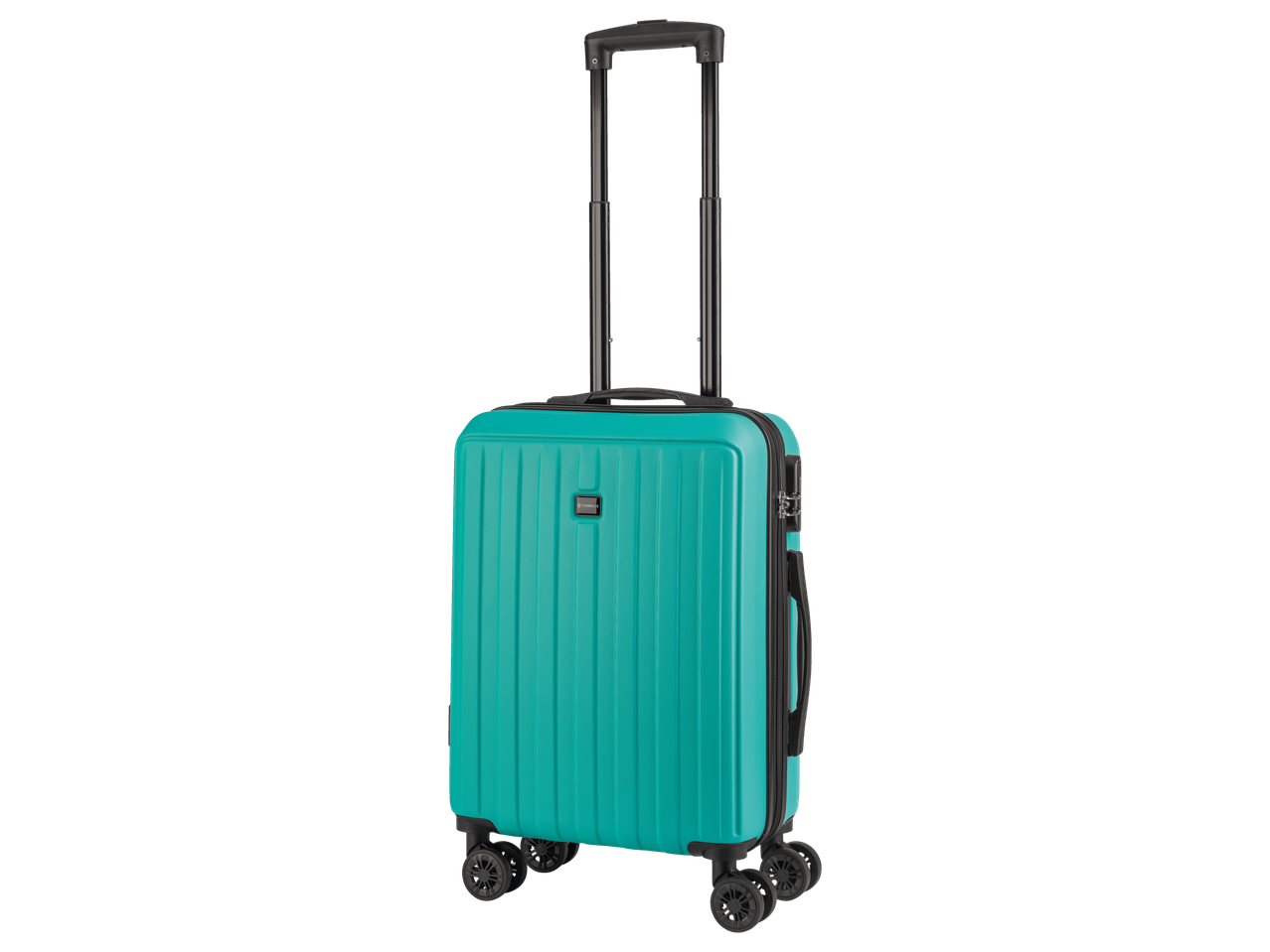 Turmove turquoise carry-on suitcase.