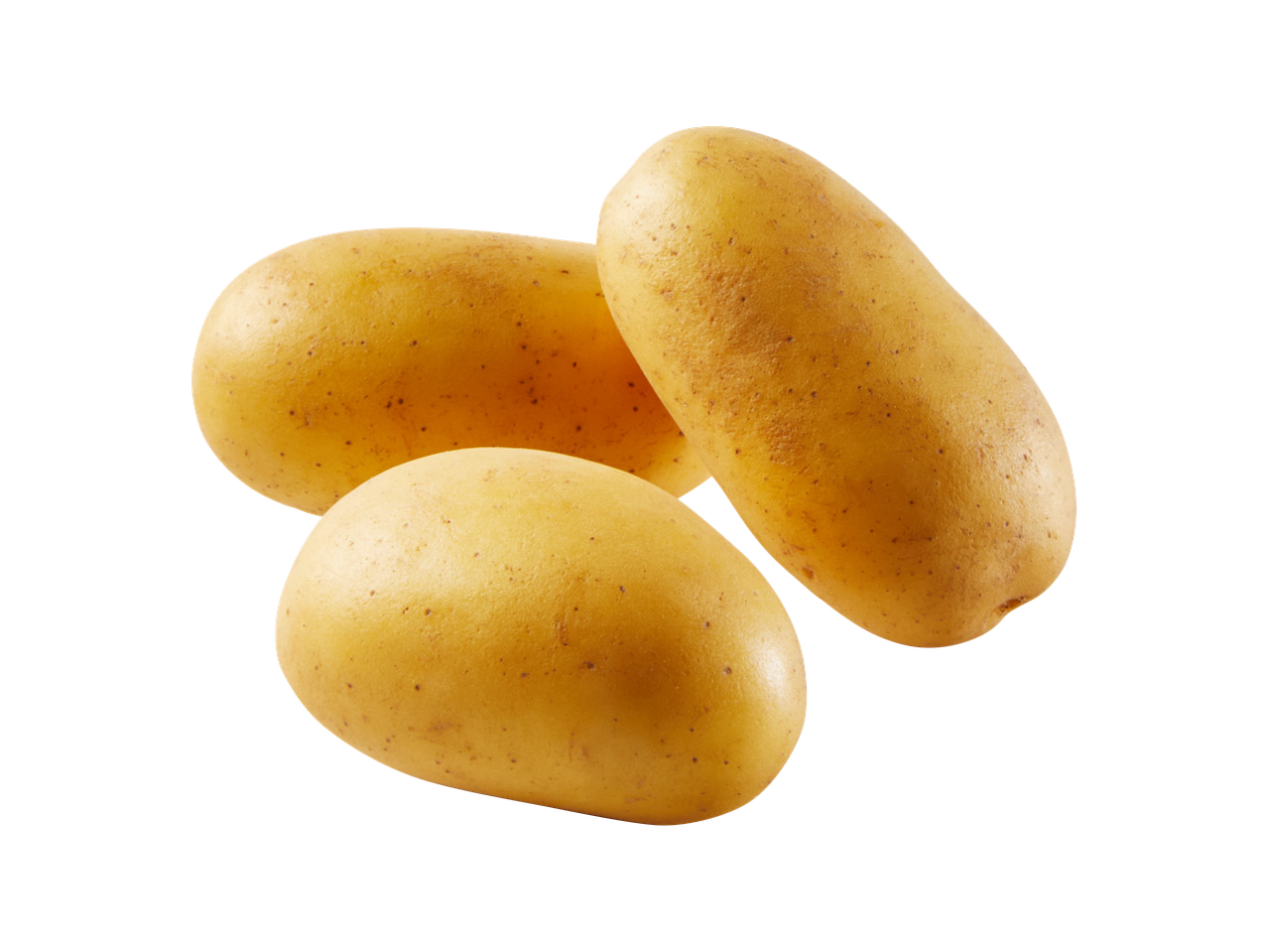 Tri svježa krumpira sa žutom korom na crnoj pozadini