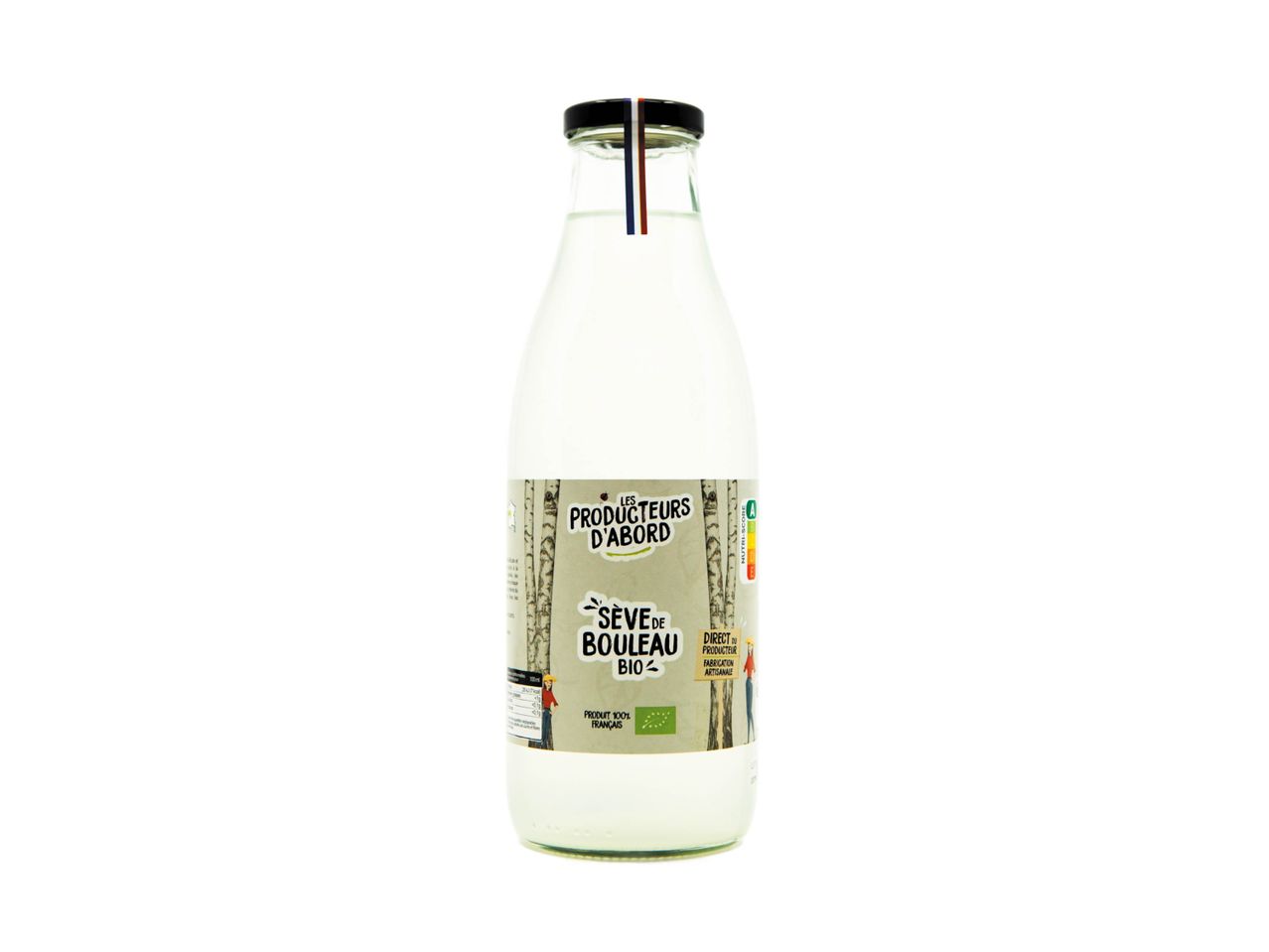 Bouteille de sève de bouleau bio de la marque Les Producteurs d'Abord.