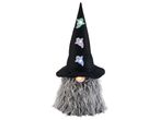 Halloween gnome with a black witch hat and light-up ghosts