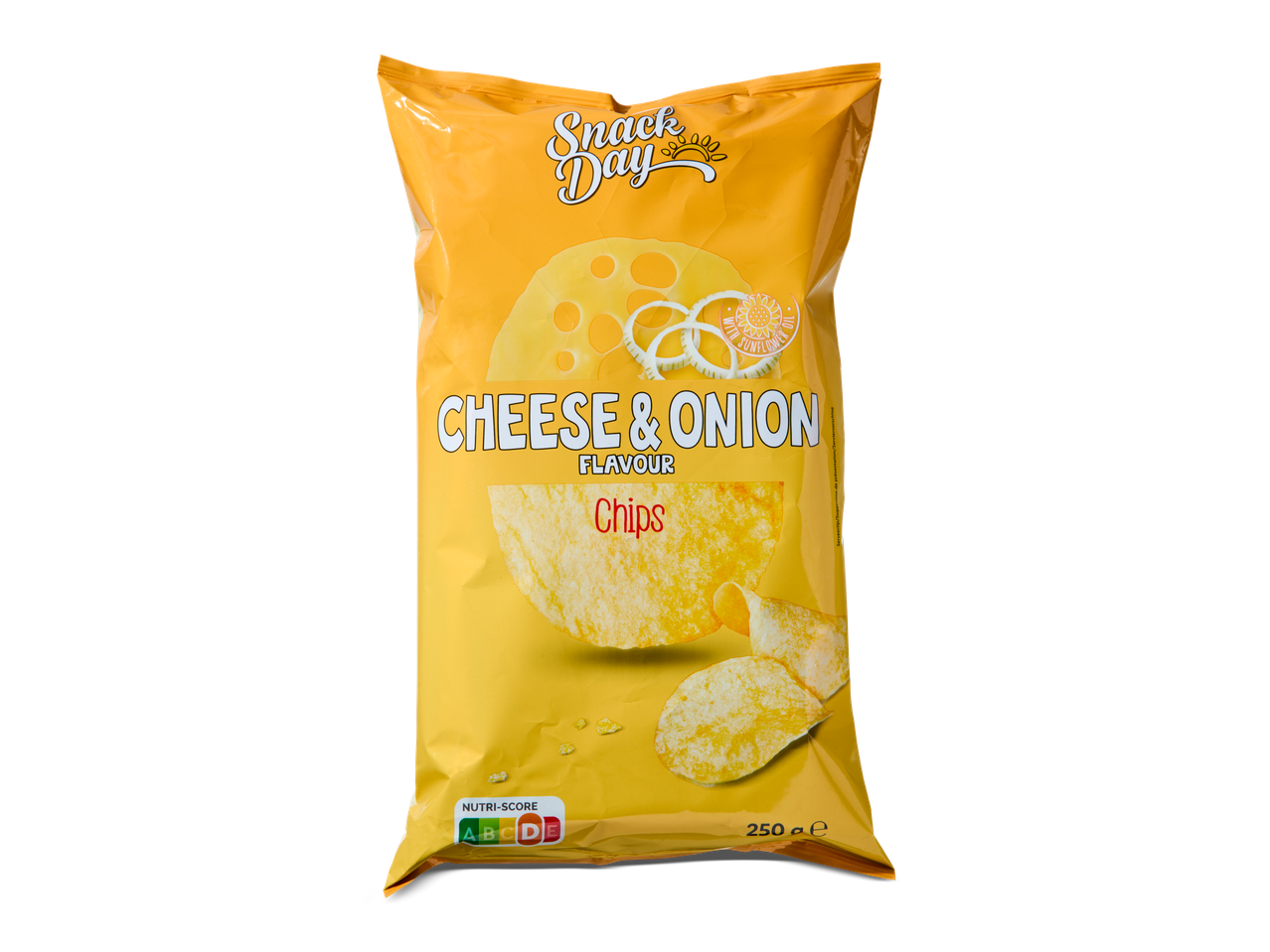 Snack Day chips, kaas en ui smaak.