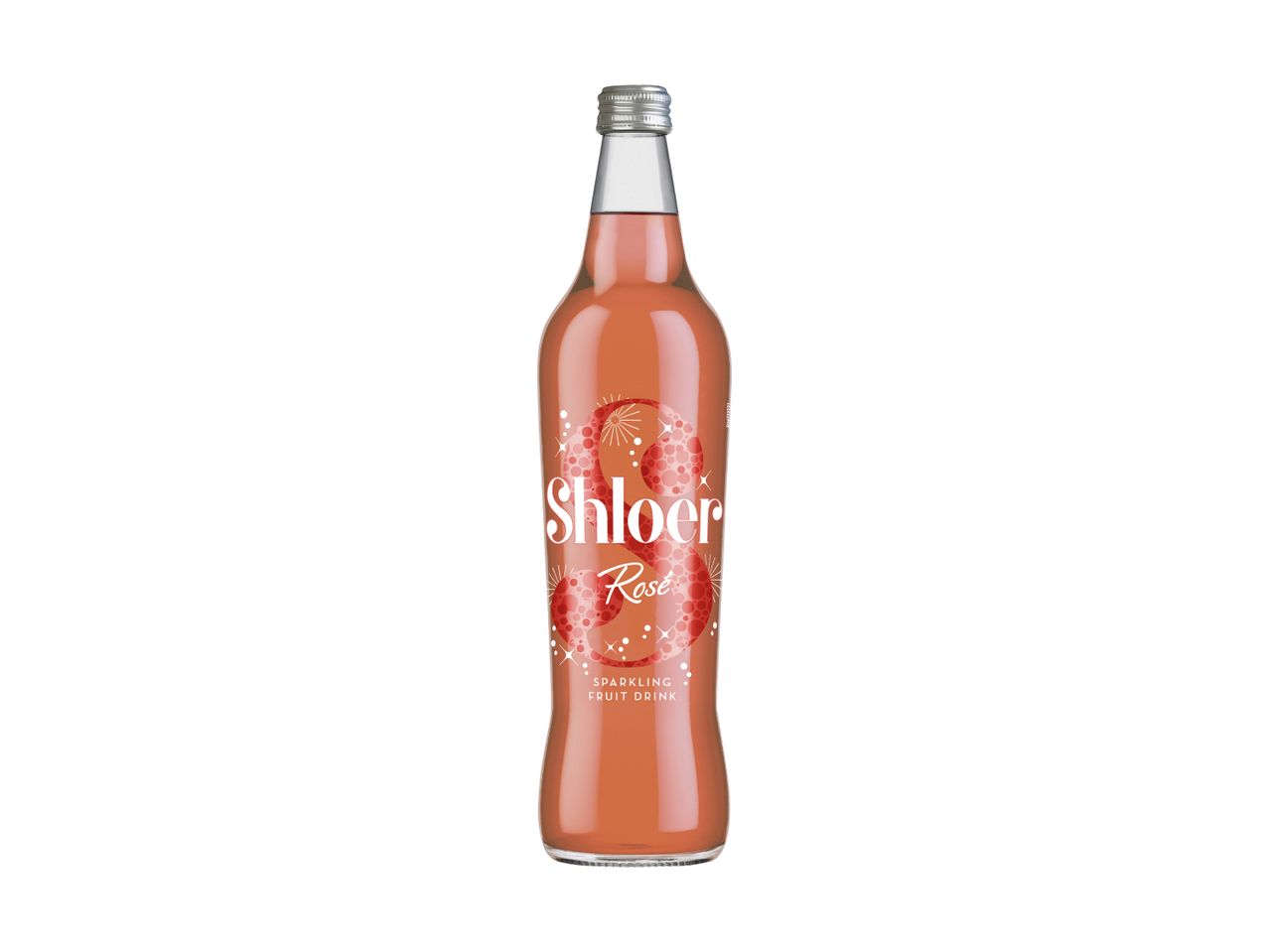 A bottle of Shloer Rosé sparkling fruit drink.
