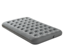 Grey inflatable air mattress with a textured surface and a valve on the side.