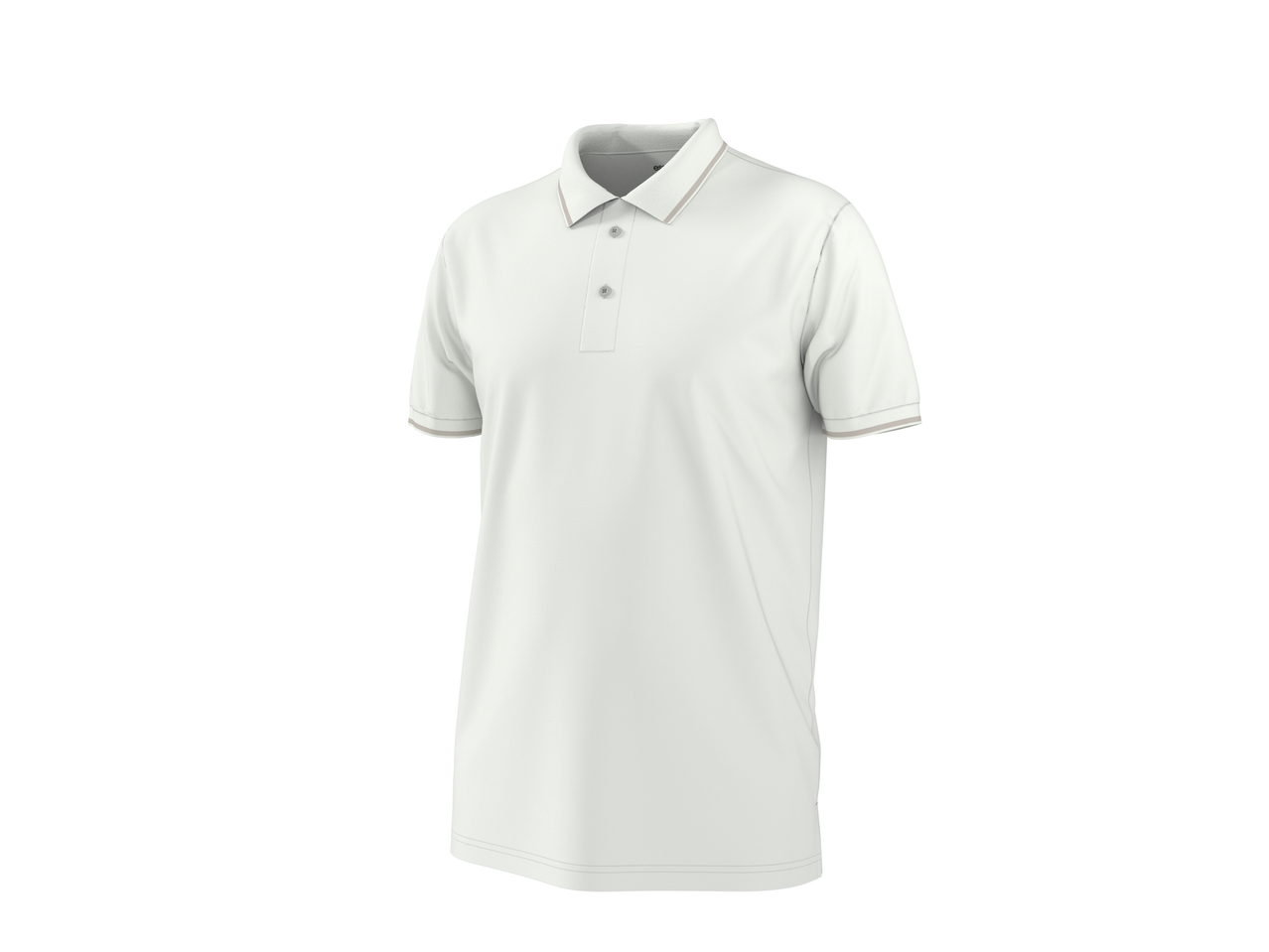 esmara® Men's Polo Shirt in white with light brown trim on collar and sleeves
