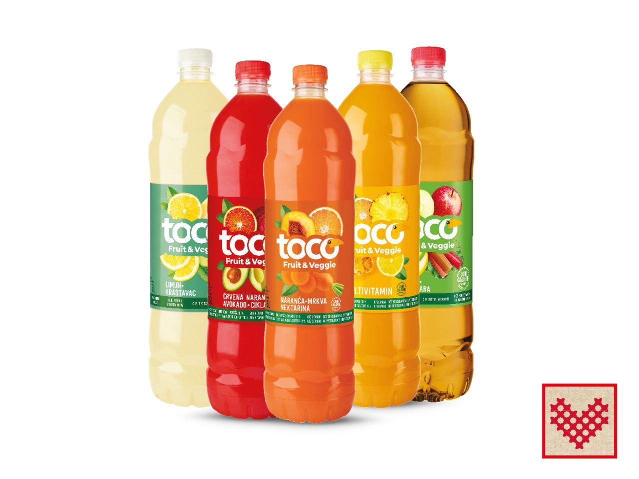 Pet boca TEC TOU osvježavajućih napitaka u različitim okusima.