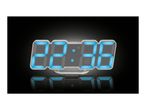 A sleek, modern LED digital clock displays 22:28 with bright blue illumination against a dark background.