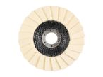 Felt polishing flap disc with a metal center, ideal for grinding and polishing tasks.
