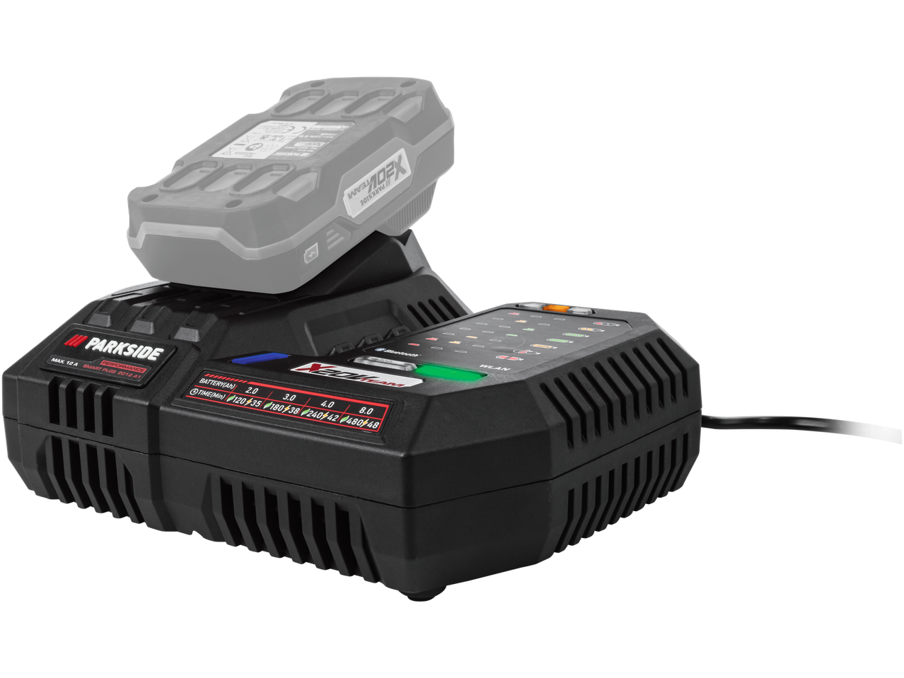 Parkside X20V Team akumuliatorius ir kroviklis.