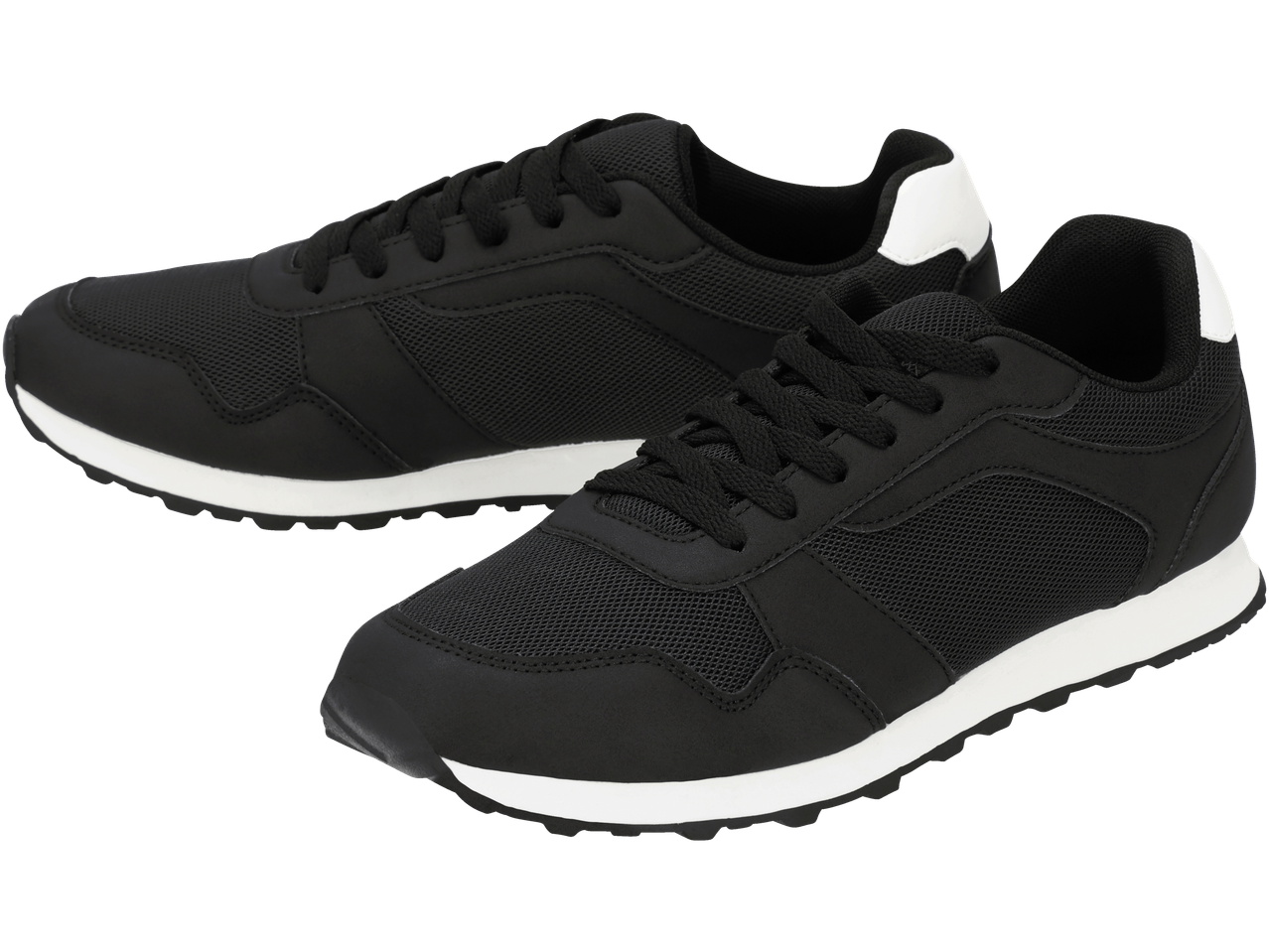 Ανδρικά παπούτσια ESMARA MEN, μαύρα με λευκή σόλα, αθλητικό στυλ.