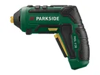 Green and black cordless screwdriver with gold accents, featuring '4V Li-ION max' and 'PASL 4 D8' text.
