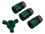 Three Parkside hose connectors and a hose splitter.