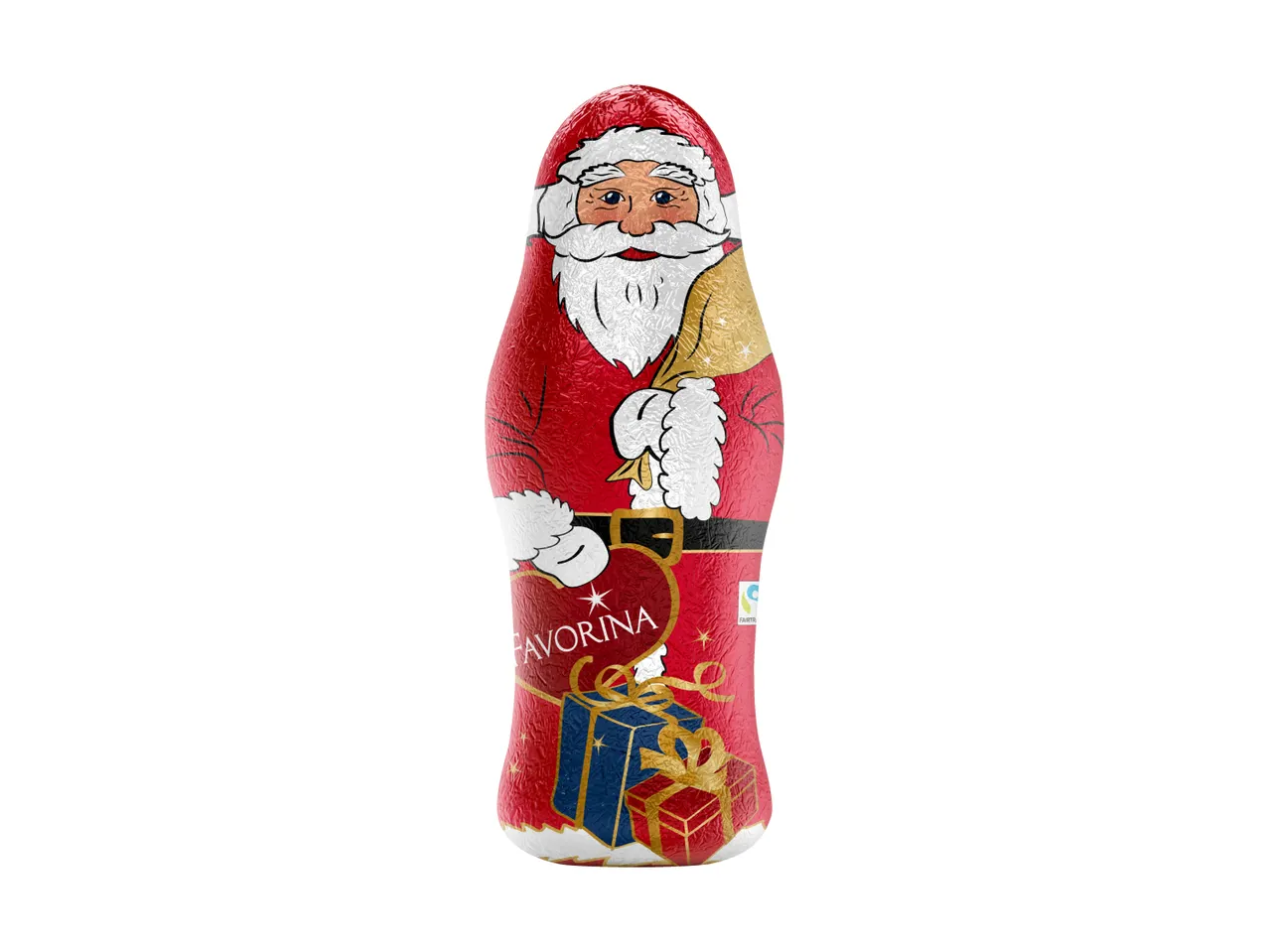 Favorina Santa Claus chocolate figure in red foil with gifts