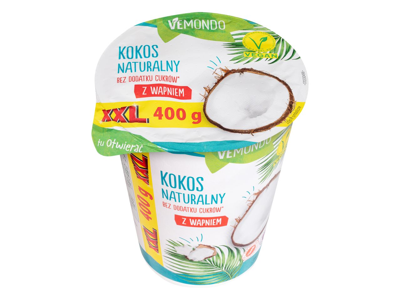 Vemondo: Vegán natúr kókusz joghurt, 400g, cukor nélkül.