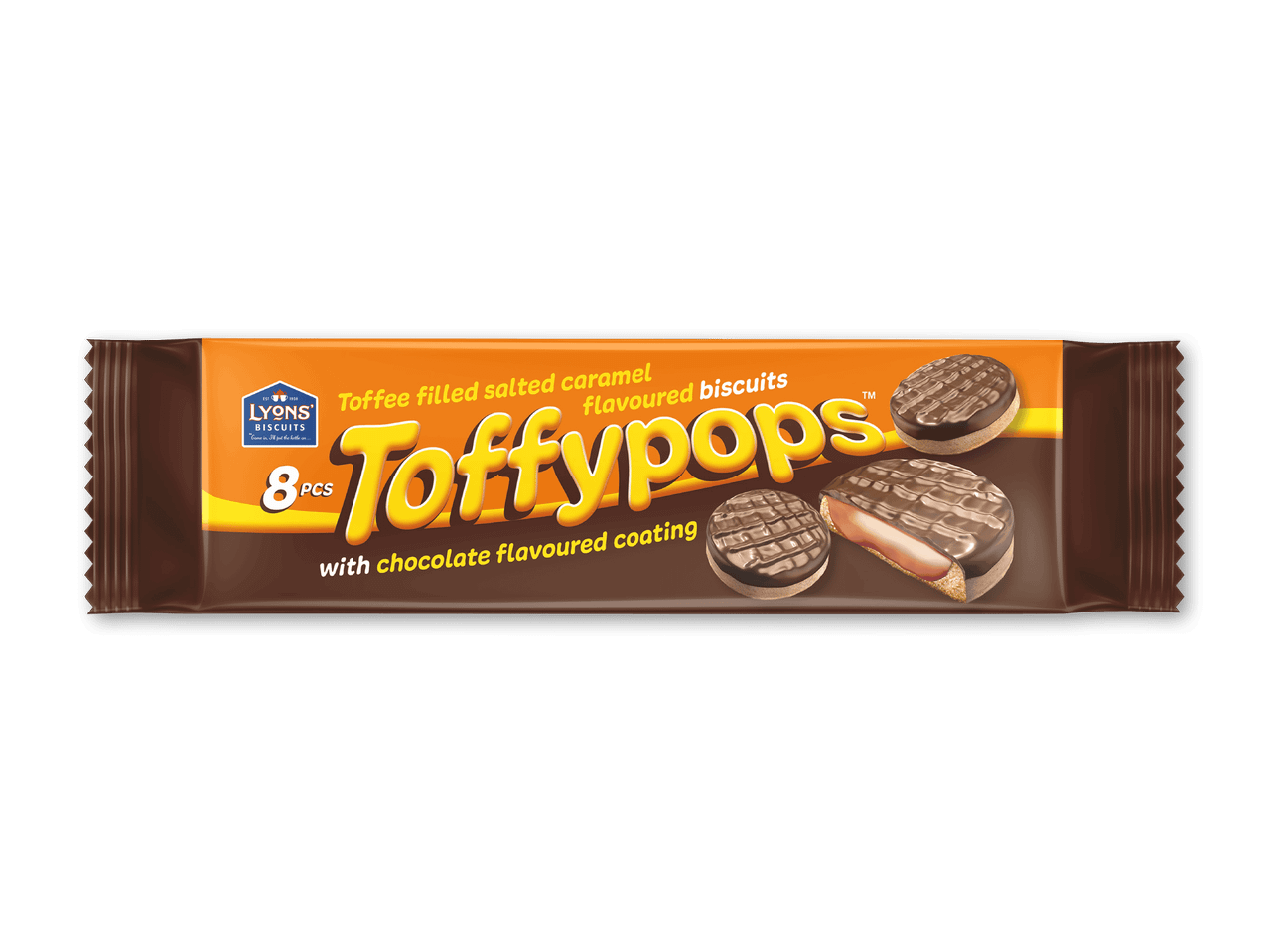 Pakke med toffee-fyldte saltede karamelkiks med chokoladesmag, 8 stk.