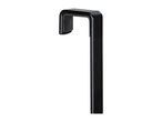 Black over-the-door hook with a padded back, designed for hanging items.
