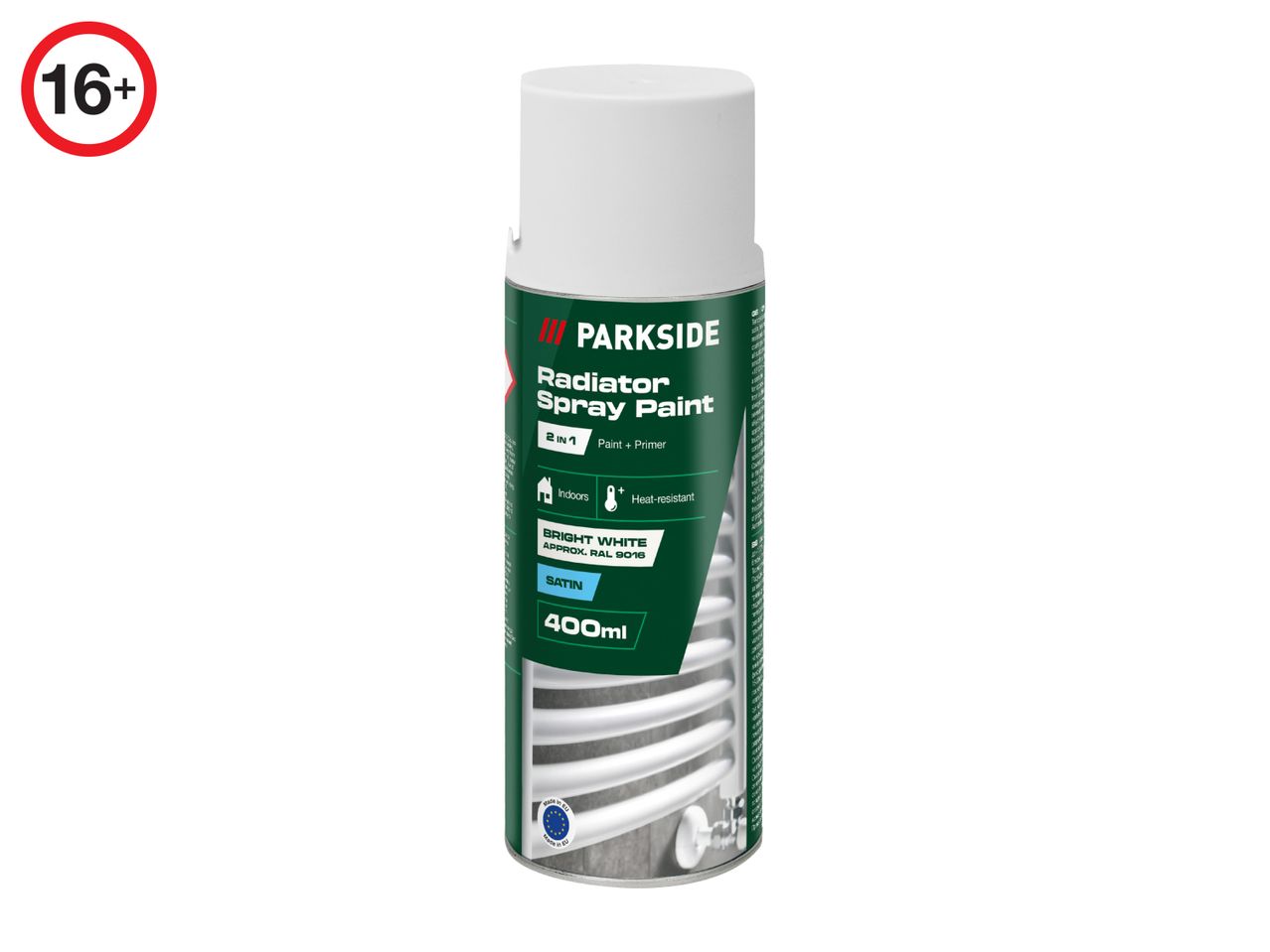 PARKSIDE Radiator Spray Paint, 400ml, Bright White, Satin finish, 16+