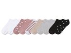 Ten pairs of Kids’ Trainer socks in various colors and patterns.