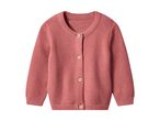 Pink knitted baby cardigan with wooden buttons