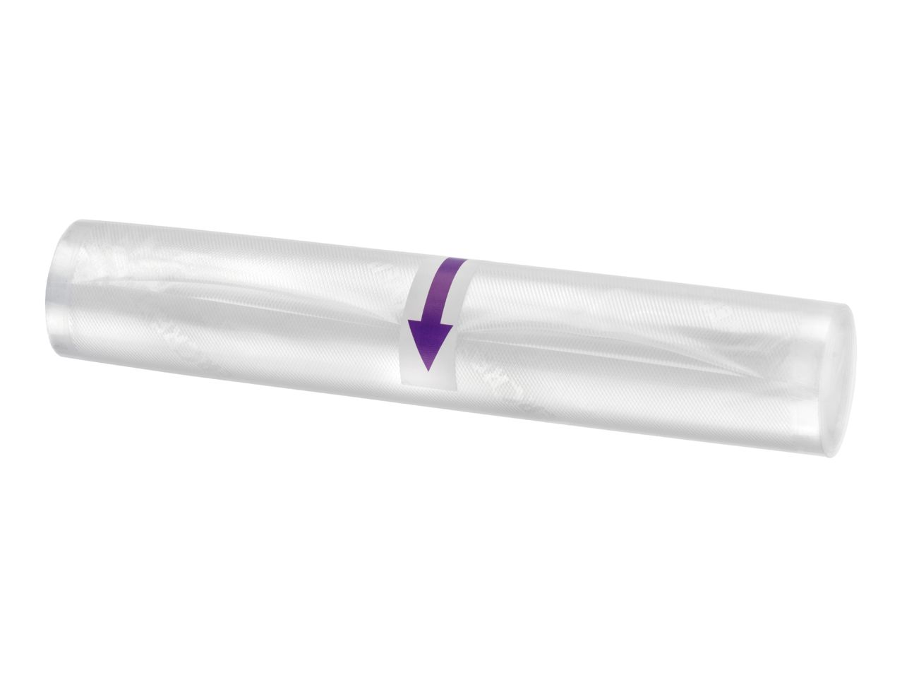 Roll of vacuum sealer bags with a purple arrow sticker