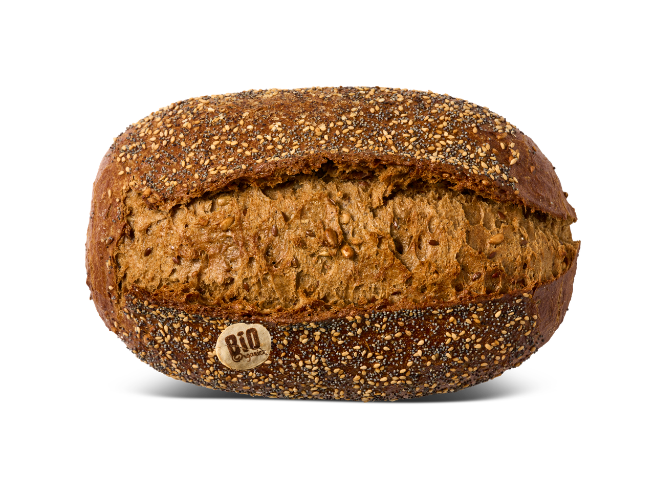 Biologisch brood met sesam, maanzaad en zonnebloempitten.