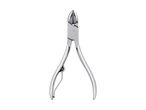 Silver cuticle nippers on a white background