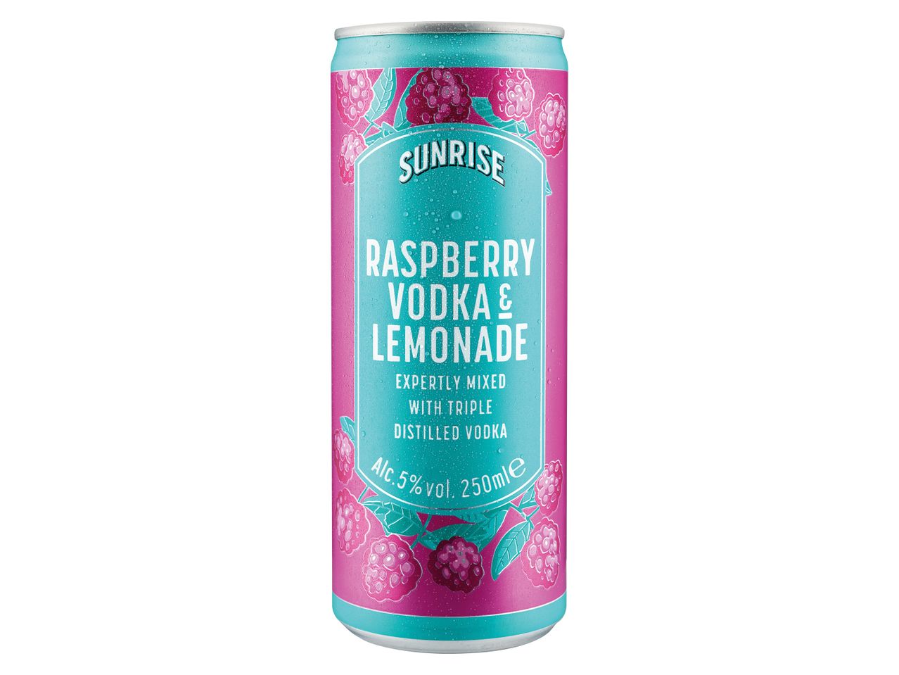 Sunrise Raspberry Vodka & Lemonade ready-to-drink can.