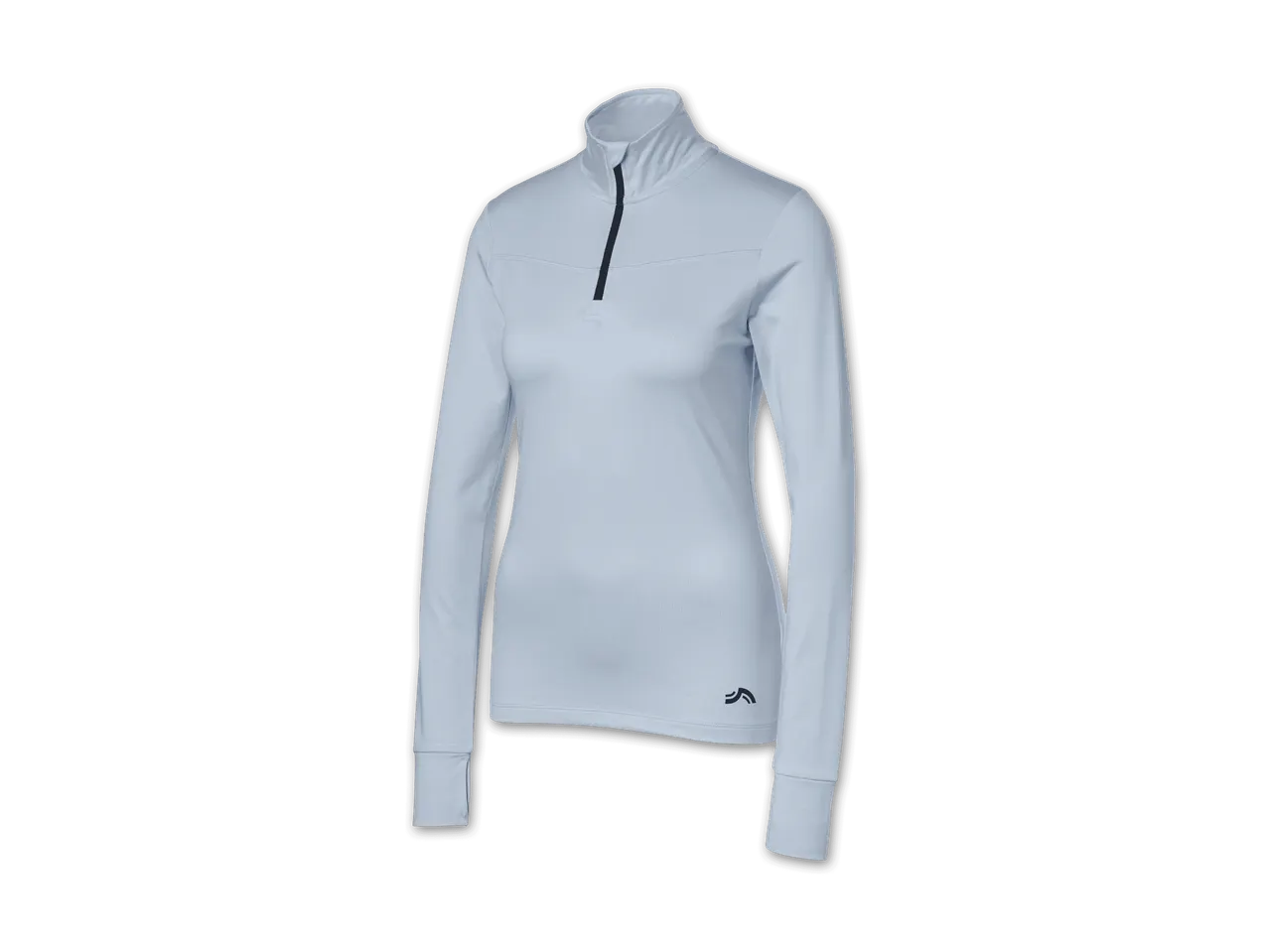 Hellblaues Langarmshirt mit Stehkragen und kurzem Reißverschluss