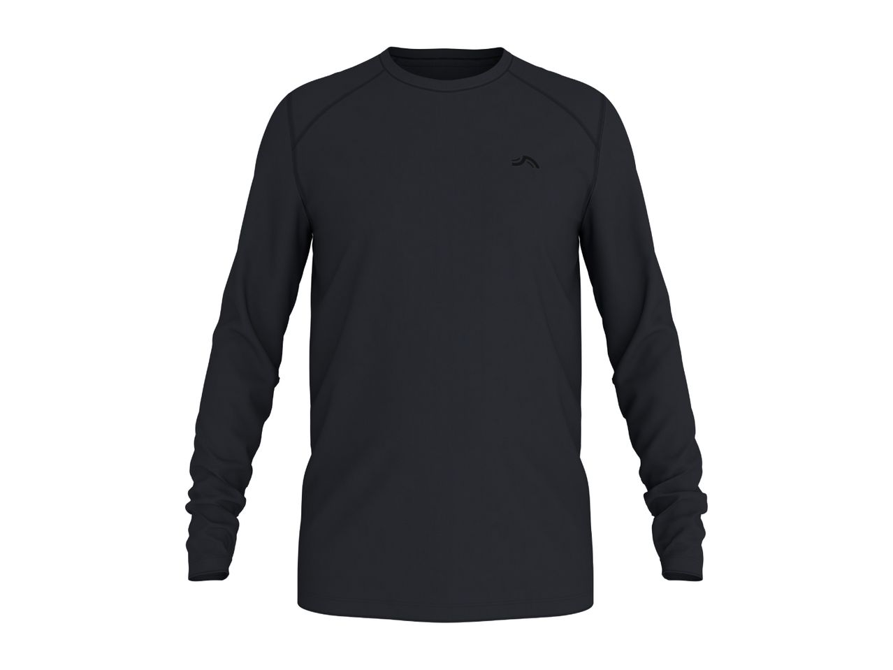 Men's black long-sleeved sports shirt with a crew neck