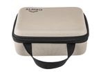 A beige Crivit brand carrying case with a black zipper and handle.