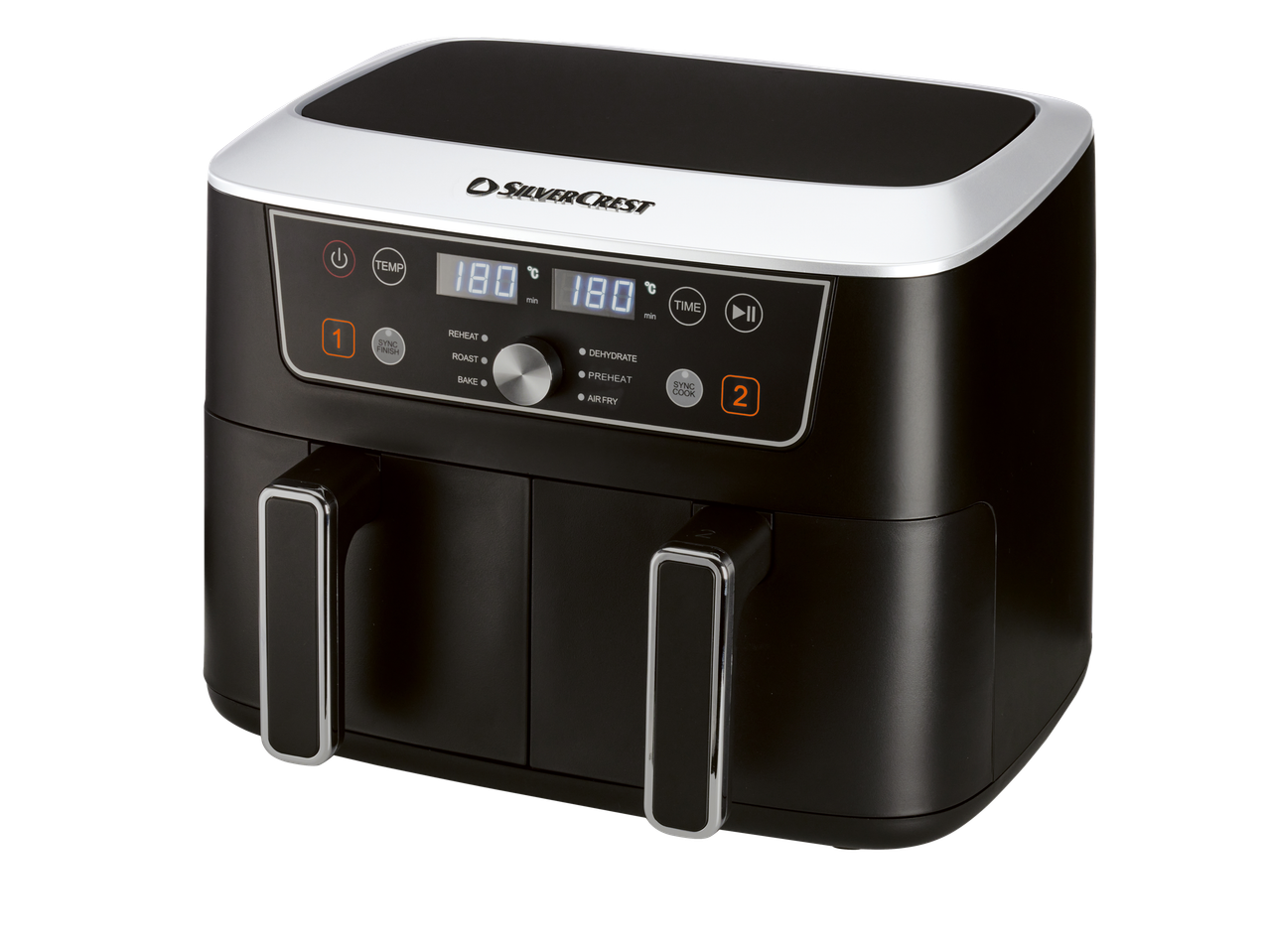SilverCrest® Dual Zone friteza na vruć vazduh sa digitalnim ekranom i dve fioke.