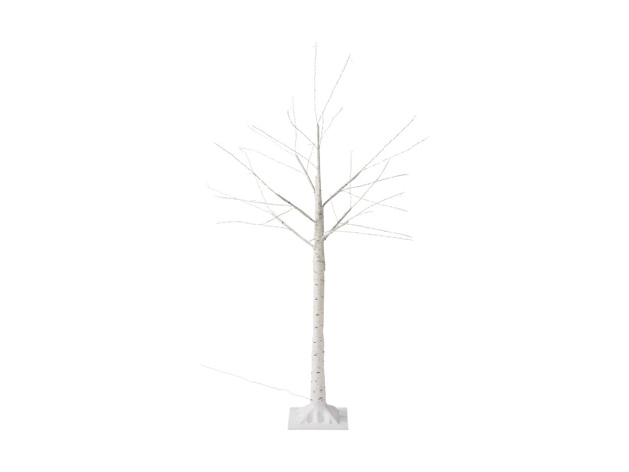 White LED birch tree with a square base
