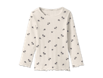 Geripptes Langarmshirt in Cremeweiß mit dunkelblauen Pusteblumen-Prints